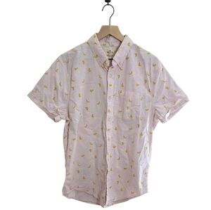 Hollister Button Down Shirt Epic Flex Stretch Short Sleeve Pink Banana Large